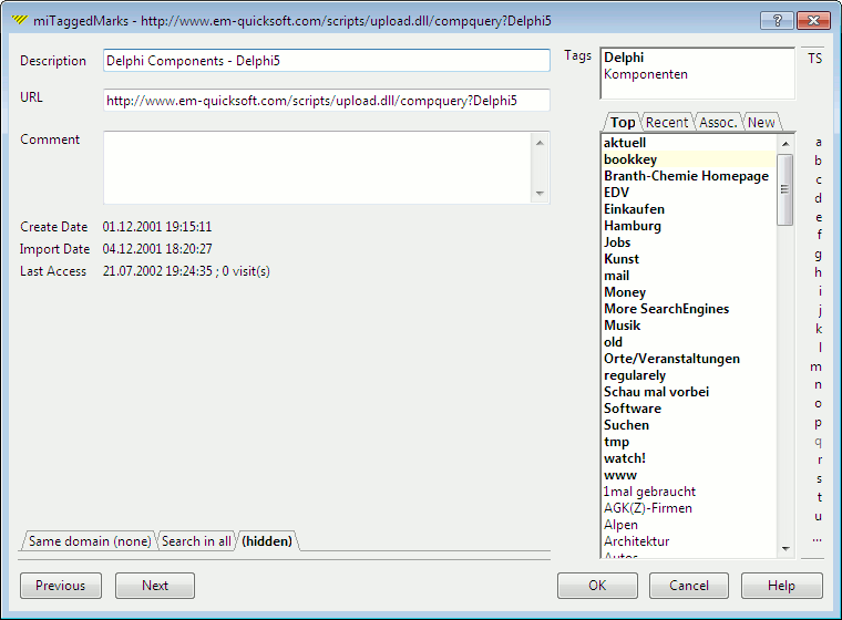 miTaggedMarks - bookmark properties